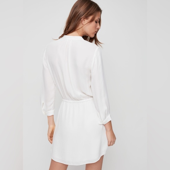 Aritzia Babaton 100% Silk Long Sleeve Bennett Mini Dress in White/Cream - Small - Picture 4 of 15